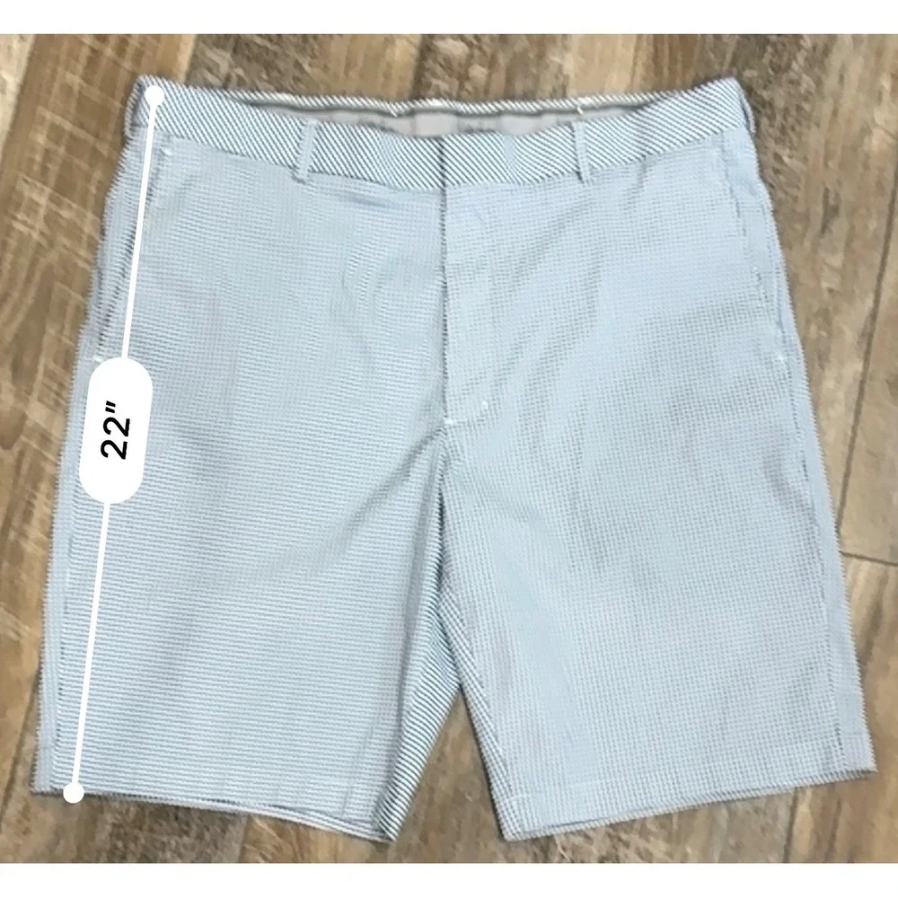 Walter Hagen Golf Shorts Men 38 Blue Gingham Micro-Check Performance Stretch 22